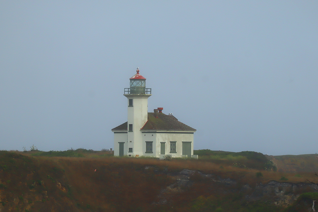 Cape Arago Lighthouse im Nebel